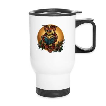 Old, wise owl in the moonlight - Thermal mug with handle - white - Front