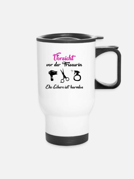 Friseur Friseurin Geschenk - Thermobecher mit Tragegriff - Weiß