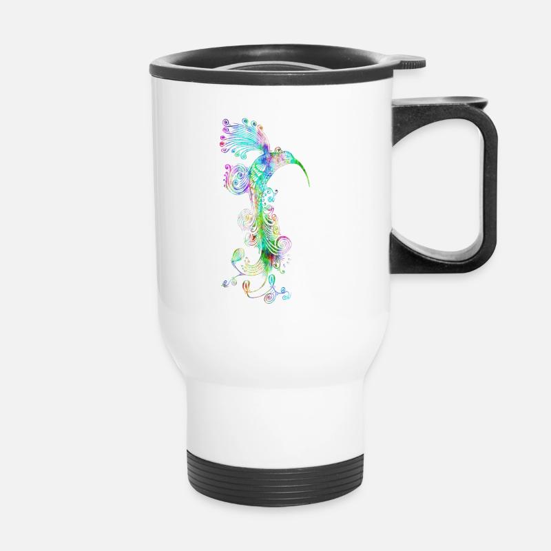 zentangle Kolibri psychedelic - Thermobecher mit Tragegriff - Weiß