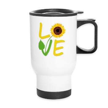 Tournesol cadeau pour les femmes aiment tournesols mignon Wome - Tasse isotherme avec poignée - blanc - Devant