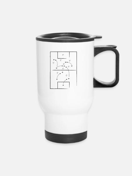 Fußball Taktik - Thermobecher mit Tragegriff - Weiß