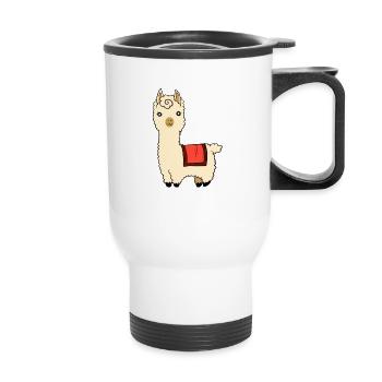Alpaga lama alpaga chameau animal doux duveteux - Tasse isotherme avec poignée - blanc - Devant