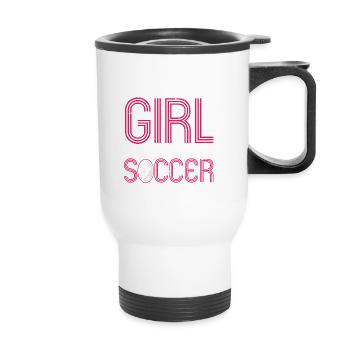 Soccer Girl Women Soccer Fan - Thermal mug with handle - white - Front