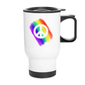 Rainbow Peace - Tasse isotherme avec poignée - blanc - Devant