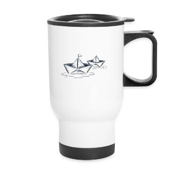 Bateaux en papier beau dessin bateaux pliés - Tasse isotherme avec poignée - blanc - Devant