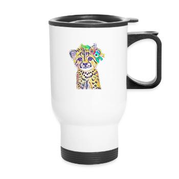 cheetah - Thermal mug with handle - white - Front