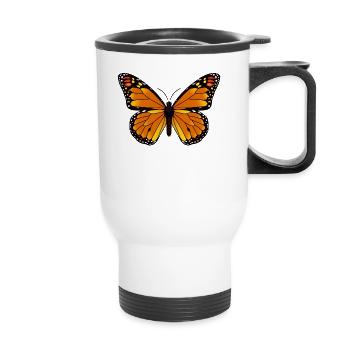 Monarque papillon brun &Noir espèces botaniques - Tasse isotherme avec poignée - blanc - Devant