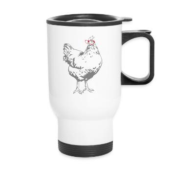 Cute Glasses Chick Funny Backyard Chicken Hen Farm - Thermal mug with handle - white - Front