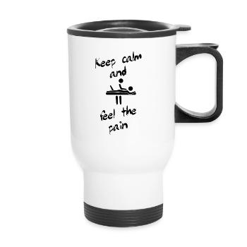 Physiotherapeut Humorvoll Geschenk Spruch Lustig - Thermobecher mit Tragegriff - Weiß - Vorne