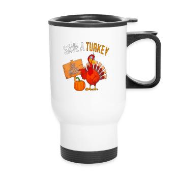 Thanksgiving-Truthahn - Thermobecher mit Tragegriff - Weiß - Vorne
