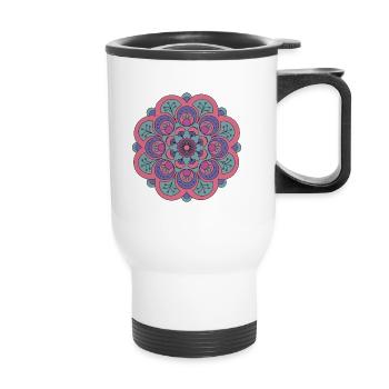 Mandala spirituel rose - Tasse isotherme avec poignée - blanc - Devant