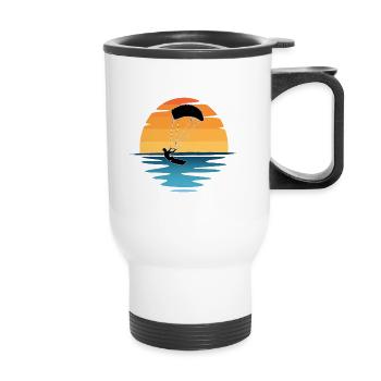 Kitesurf Coucher de soleil - Tasse isotherme avec poignée - blanc - Devant