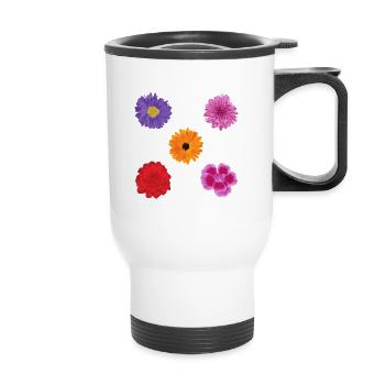 Flowers motif set - Thermal mug with handle - white - Front