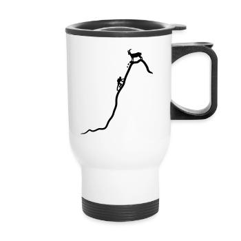 Chamois effronté, alpinistes et bouquetins - Tasse isotherme avec poignée - blanc - Devant