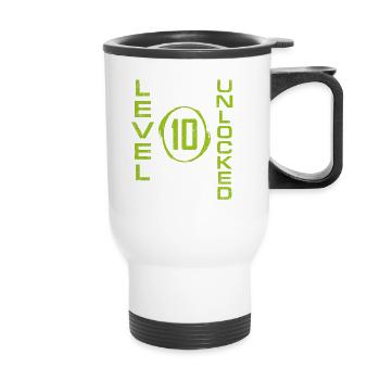 10 ans Gamer Boy niveau 10 débloqué 10e Birt - Tasse isotherme avec poignée - blanc - Devant