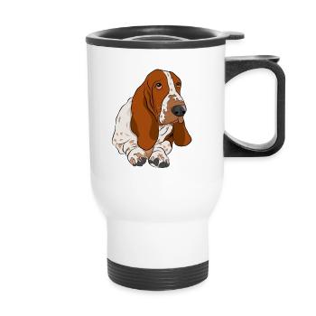 Basset Hound - Thermal mug with handle - white - Front