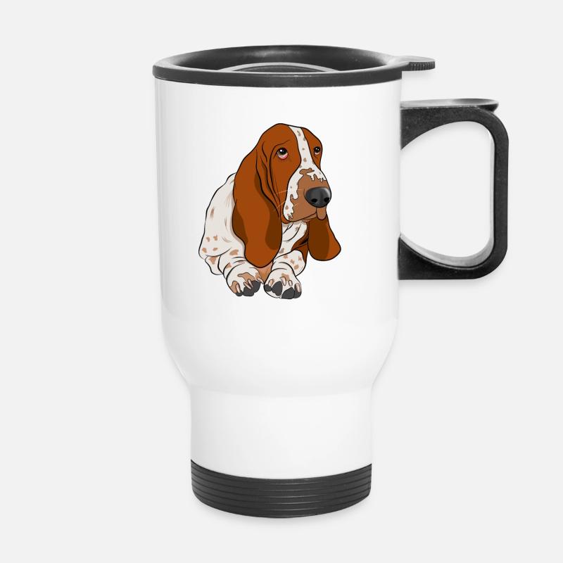 Basset Hound - Thermobecher mit Tragegriff - Weiß