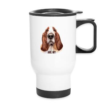 Basset Hounds sind mein Krafttier - Thermobecher mit Tragegriff - Weiß - Vorne