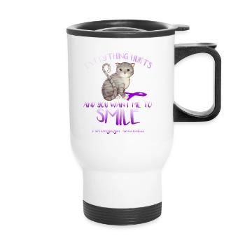 Tout fait mal et tu veux que je rigole - Tasse isotherme avec poignée - blanc - Devant