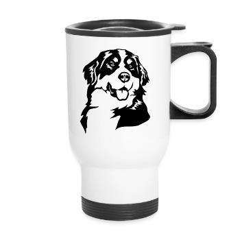 Berner Sennenhund Kopf - Thermobecher mit Tragegriff - Weiß - Vorne