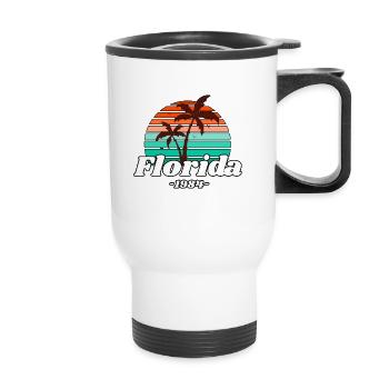 Palm trees Florida 1984 - Thermal mug with handle - white - Front