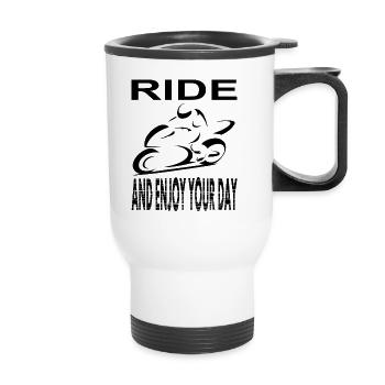 Moto moto motos proverbes cadeau moto - Tasse isotherme avec poignée - blanc - Devant