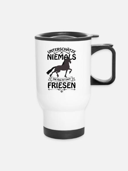 Friese Pferd - Thermobecher mit Tragegriff - Weiß