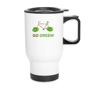 Go Green protection de l'environnement protection du climat environnement vélo - Tasse isotherme avec poignée - blanc - Devant