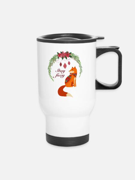Weihnachtsfuchs - Thermobecher mit Tragegriff - Weiß