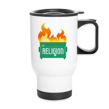Religion Dumpster Fire - Thermal mug with handle - white - Front