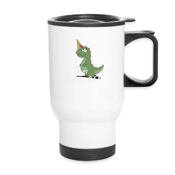 Just Another Unicorn dinosaure licorne avec glace - Tasse isotherme avec poignée - blanc - Devant