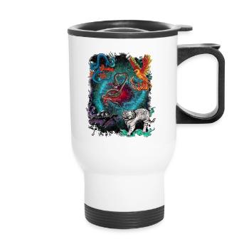 5 animaux sacrés - Tasse isotherme avec poignée - blanc - Devant