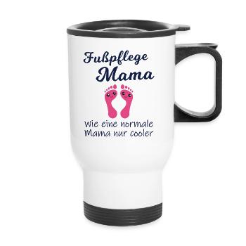 Fußpflege Pediküre Podologin Nagelstudio Geschenk - Thermobecher mit Tragegriff - Weiß - Vorne