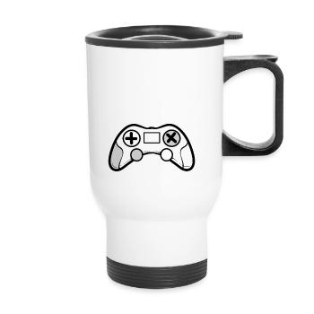 Gamer Dad Gaming Playing Controller Games - Thermal mug with handle - white - Front