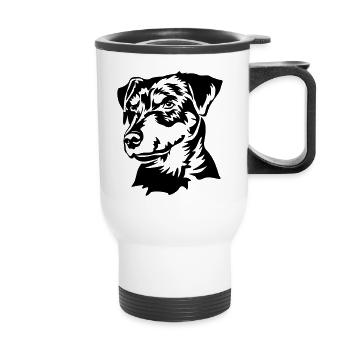 Tête de Jagdterrier allemand - Tasse isotherme avec poignée - blanc - Devant