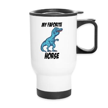 Lustiges TRex Hasenzähne meme Tshirt Geschenk - Thermobecher mit Tragegriff - Weiß - Vorne