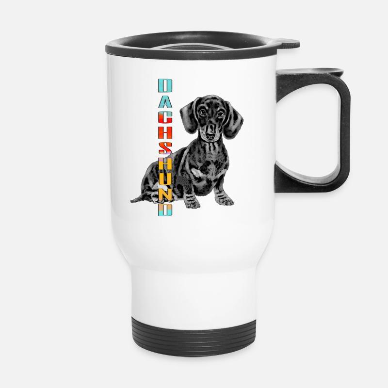 Dachshund - Thermal mug with handle - white