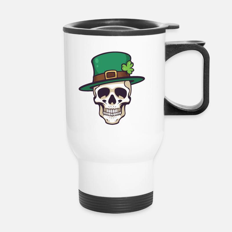 St Patrick's Day Skull - Thermal mug with handle - white
