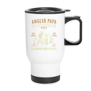 Geschenkidee Angler Papa - Thermobecher mit Tragegriff - Weiß - Vorne