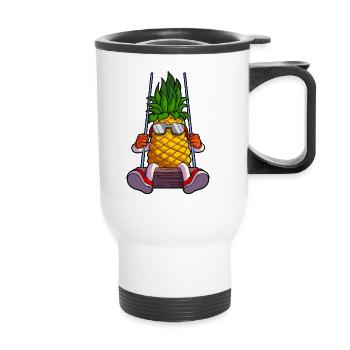 Échangiste d’ananas drôle balancement échangiste tropical - Tasse isotherme avec poignée - blanc - Devant