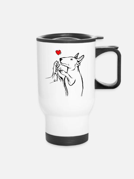 Bullterrier - Thermobecher mit Tragegriff - Weiß