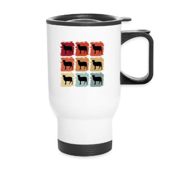Rétro pop art mouton animal de compagnie idée cadeau - Tasse isotherme avec poignée - blanc - Devant