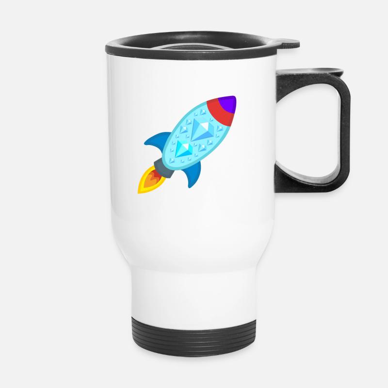 Diamond Hands Rocket to the Moon - Thermobecher mit Tragegriff - Weiß