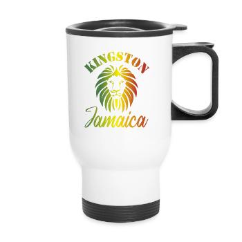 Kingston Town Jamaica Backpacker Travel - Tasse isotherme avec poignée - blanc - Devant