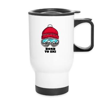 Né ski ski alpin alpin - Tasse isotherme avec poignée - blanc - Devant