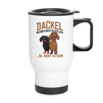 Dackel - Thermobecher mit Tragegriff - Weiß - Vorne