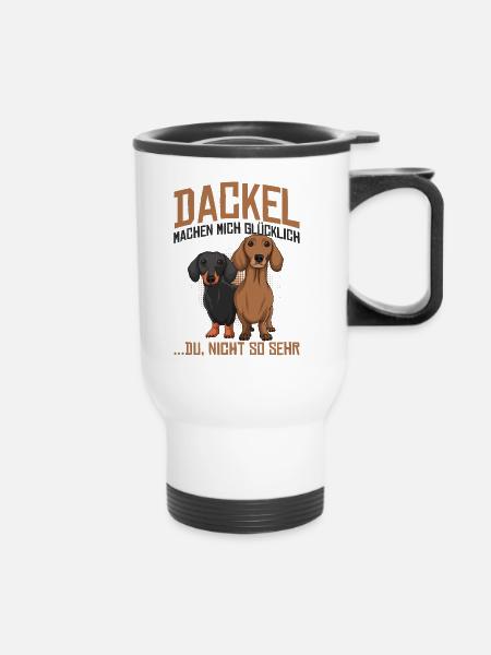 Dackel - Thermobecher mit Tragegriff - Weiß