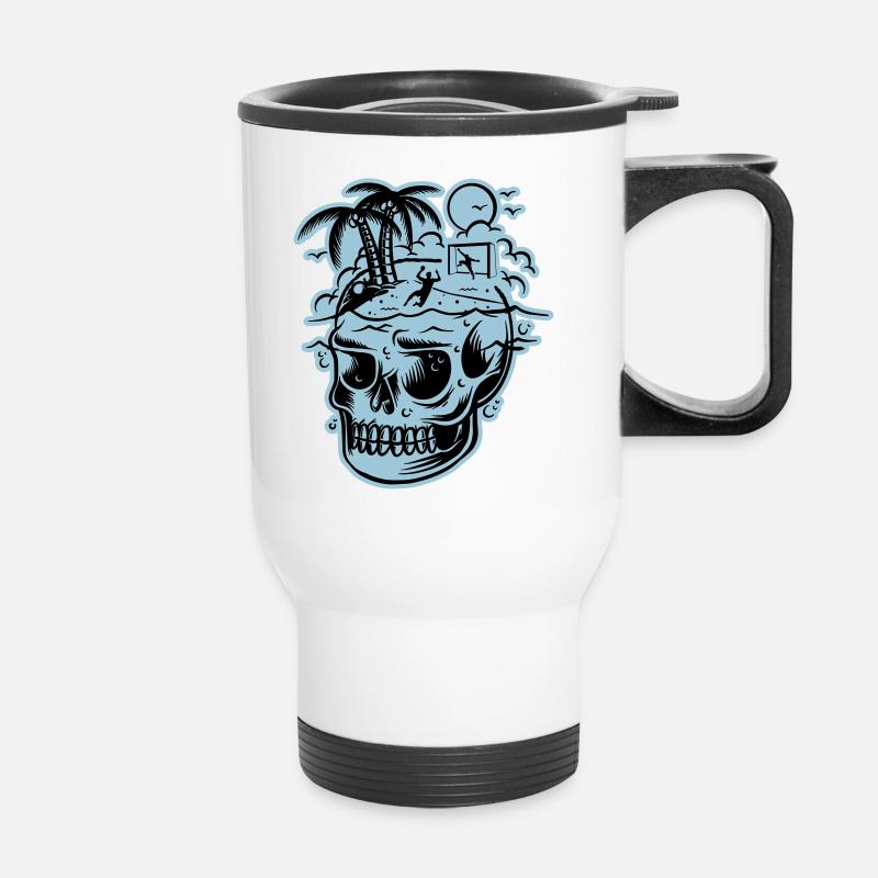 Skull beach handball or die - Thermal mug with handle - white
