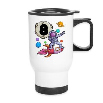 Dabbing Astronaut 8 Yrs Old Birthday Boy Space 8e - Tasse isotherme avec poignée - blanc - Devant