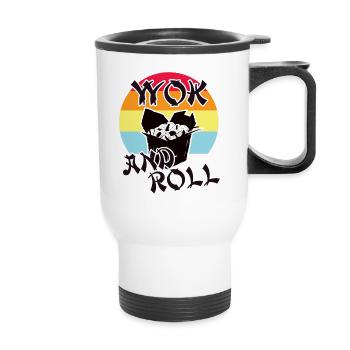 Wok and roll for fans of Asian food - Thermal mug with handle - white - Front